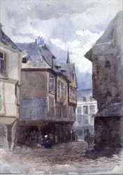En gata i Dinan, Frankrike (ritning)